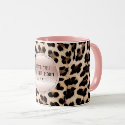 Mug Crème Brown Léopard noir rose (Devant droit)
