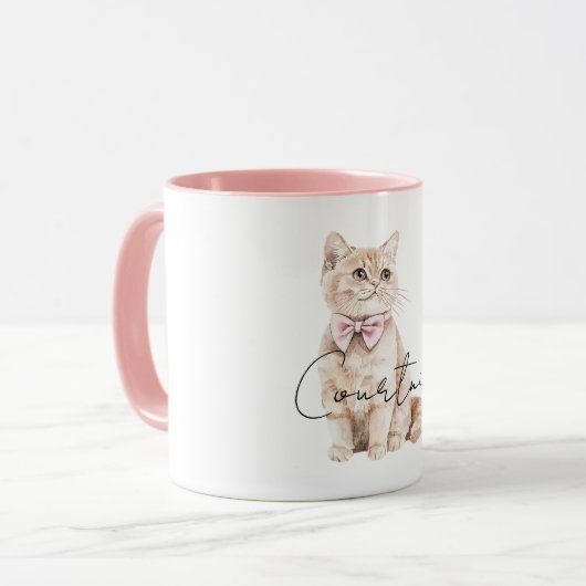 Mug Crème Chat Pink Bow (Devant gauche)