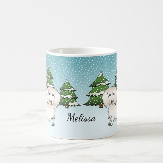 Mug Crème cheveux longs Dachshund mignonne chien - For (Centre)