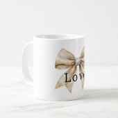 Mug Crème chic blanc argent glam Bow Love (Devant gauche)