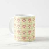 Mug Crème Coeur Rose À damiers Couple Valentine's Day (Devant gauche)