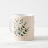 Mug Crème d'aquarelle botanique d'Eucalyptus (Devant gauche)