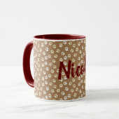 Mug Crème Empreinte de patte et pâte à café avec nom (Devant gauche)