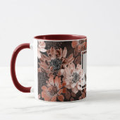 Mug Crème, fleurs de teracote sur un arrière - plan br (Gauche)