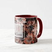 Mug Crème, fleurs de teracote sur un arrière - plan br (Devant droit)