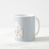 Mug Crème Florale à Coeur Enveloppe Bleu Clair Françai (Devant droit)