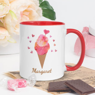Mug Crème glacée mignonne Valentine Coeur Illustré à l