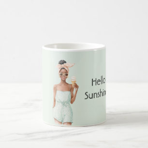 Mug Crème glacée noire féminine menthe top Hello Sunsh