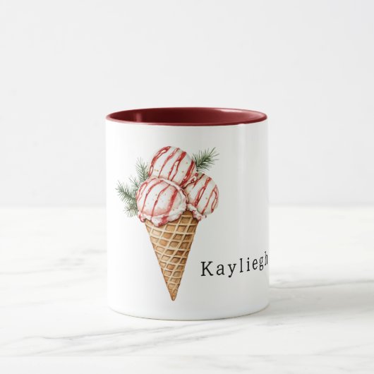 Mug Crème Glacée Vanille Rayures de Baies Rouges (Centre)