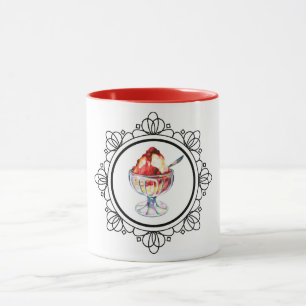 Mug crème glacée vintage soleil rouge blanc