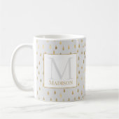 Mug Crème Gold Raindrop Moderne Monogramme tendance (Gauche)