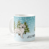 Mug Crème Golden Retriever Chien Noël Nom personnalisé (Devant gauche)