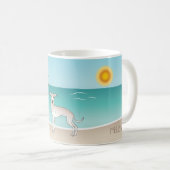 Mug Crème Greyhound Italien À Tropical Summer Beach (Devant droit)