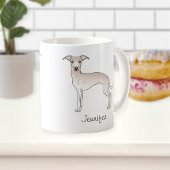 Mug Crème Italien Greyhound Cute Dessin Chien Avec Nom