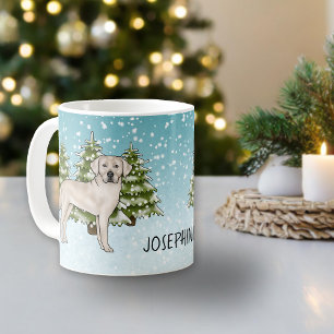 Mug Crème Labrador Retriever Chien Christmas Nom perso
