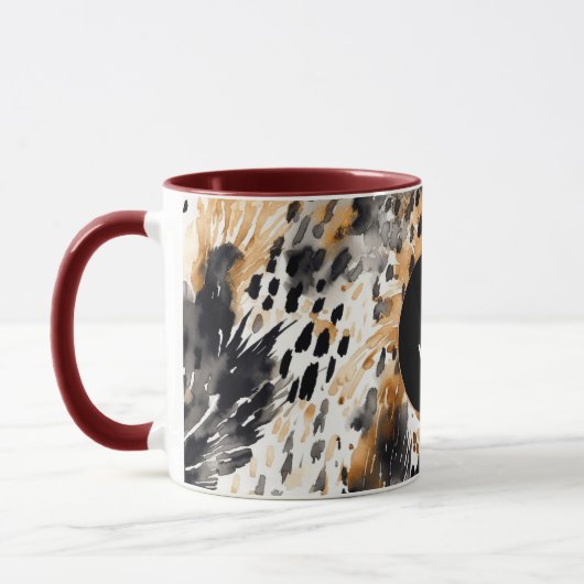 Mug Crème noire blanche léopard animal Anniversaire (Gauche)