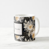 Mug Crème noire léopard animal floral (Devant droit)