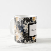 Mug Crème noire léopard animal floral (Devant gauche)