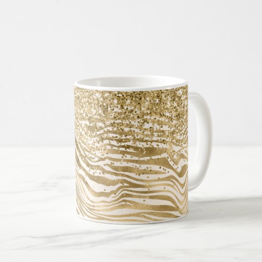 Mug Crème or Parties scintillant brillante Zebra Print (Devant droit)