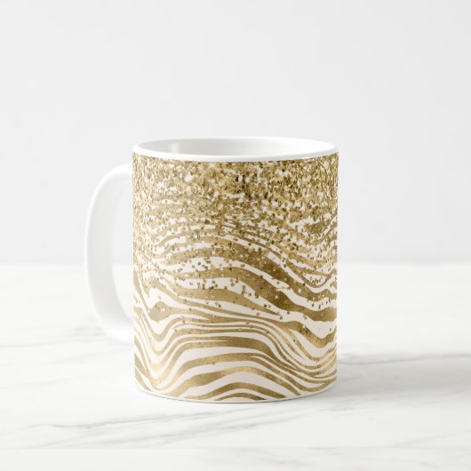 Mug Crème or Parties scintillant brillante Zebra Print (Devant gauche)