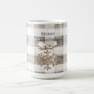 Mug Crème Plaid Stripes Christmas Snowflake