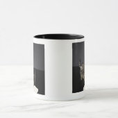 Mug Crème potable argentée de chat tigré de plancher (Centre)