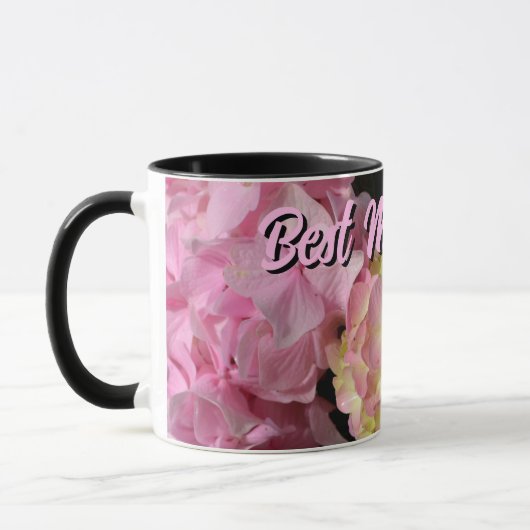 Mug Crème rose Hydrangeas jaune rose fleurs mères (Gauche)
