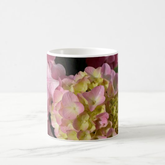Mug Crème rose Hydrangeas jaune rose vert floral (Centre)