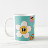 Mug crème rose illustration muqueuse à fleurs rétro (Gauche)