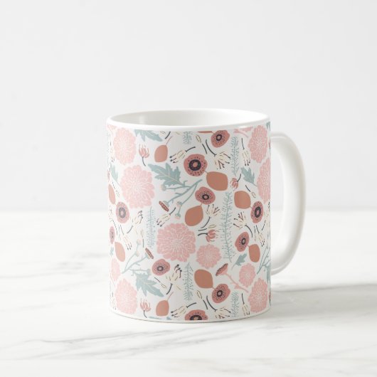 Mug Crème rose joueuse bleu Répéter l'impression flora (Devant droit)