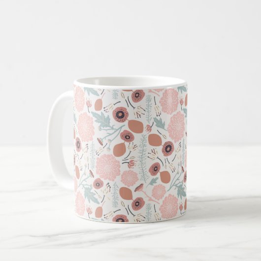 Mug Crème rose joueuse bleu Répéter l'impression flora (Devant gauche)