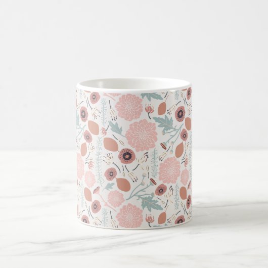 Mug Crème rose joueuse bleu Répéter l'impression flora (Centre)