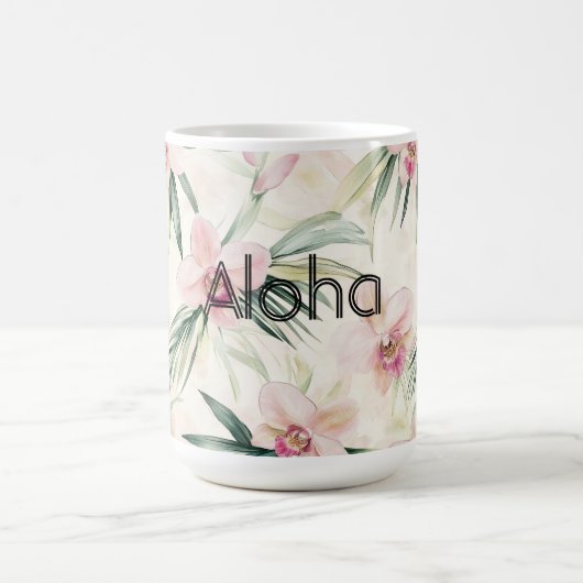 Mug Crème rose orchidée florale (Centre)
