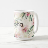 Mug Crème rose orchidée florale (Devant droit)