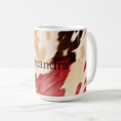 Mug Crème Rouge Occidental Cowhide Nom personnalisé (Devant droit)