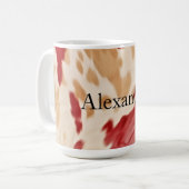 Mug Crème Rouge Occidental Cowhide Nom personnalisé (Devant gauche)