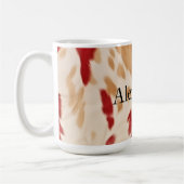 Mug Crème Rouge Occidental Cowhide Nom personnalisé (Gauche)