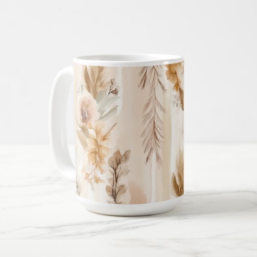 Mug Crème Rustique Floral Boho (Devant gauche)
