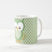 Mug Crème verte douce mignonne et hibou jaune (Devant droit)
