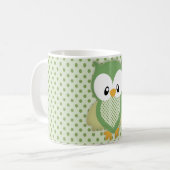 Mug Crème verte douce mignonne et hibou jaune (Devant gauche)