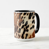 Mug Crème Western Cowboy Brown Noir Cowhide (Devant droit)