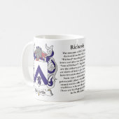 Mug Crête de famille de Richards comprenant l'histoire (Devant gauche)