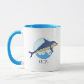 Mug Crète, Grèce Dauphin Minoen & Vagues (Gauche)