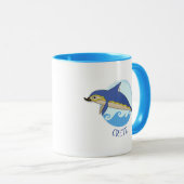 Mug Crète, Grèce Dauphin Minoen & Vagues (Devant droit)