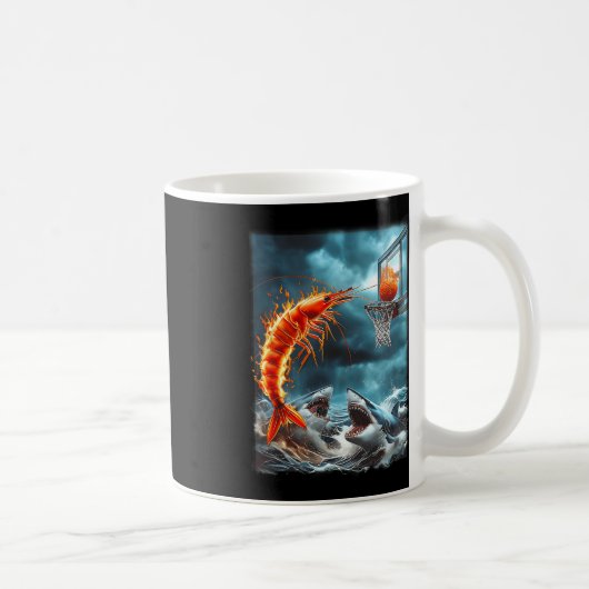 Mug Crevette qui plonge sur des requins Mème drôle d'o (Droite)