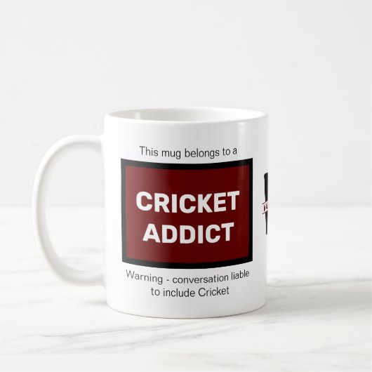 Mug Cricket Addict Ajouter Votre Nom Monogramme Initia (Gauche)