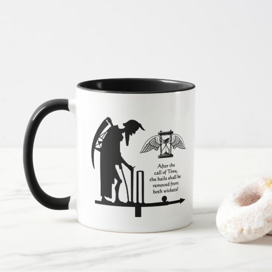 Mug Cricketers - Loi 16(3) Cricket noir et blanc (Avec donut)