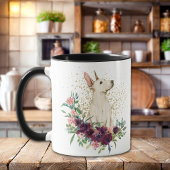 Mug Crimson Floral Bouquet Bull Terrier Chiot