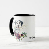 Mug Crimson Floral Bouquet Chien dalmate (Devant gauche)