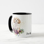 Mug Crimson Floral Bouquet Cockapoo Chien (Devant gauche)